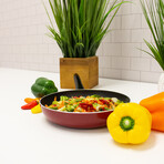 Geminis Cast Aluminum Non-Stick Fry Pan (Non-Induction), 10", Red