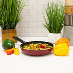 Geminis Cast Aluminum Non-Stick Fry Pan (Non-Induction), 10", Red