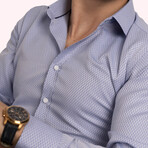 Diamond Patterned Button-Up Shirt // Blue (XL)