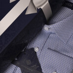 Diamond Patterned Button-Up Shirt // Blue (XL)