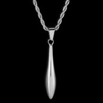 Polished Stainless Steel Elongated Pendant Necklace // 24"