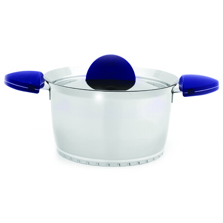 Stacca 18/10 Stainless Steel Covered Stock Pot, 10", Blue