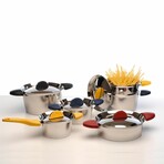 Stacca 18/10 Stainless Steel Covered Stock Pot, 10", Blue