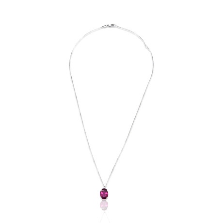 18K White Gold Pink Tourmaline Pendant Necklace // 16" // Pre-Owned