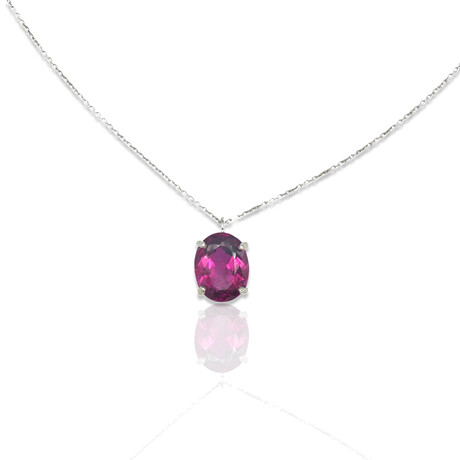 18K White Gold Pink Tourmaline Pendant Necklace // 16" // Pre-Owned