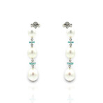 18K White Gold Pearl + Paraiba Drop Earrings // Pre-Owned