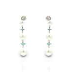 18K White Gold Pearl + Paraiba Drop Earrings // Pre-Owned