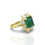 18K Yellow Gold Emerald + Diamond Ring // Ring Size: 6.5 // Pre-Owned