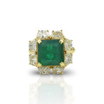 18K Yellow Gold Emerald + Diamond Ring // Ring Size: 6.5 // Pre-Owned