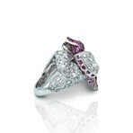 18K White Gold Diamond + Rubellite Ring // Ring Size: 7 // Pre-Owned