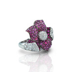 18K White Gold Diamond + Rubellite Ring // Ring Size: 7 // Pre-Owned