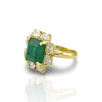 18K Yellow Gold Emerald + Diamond Ring // Ring Size: 6.5 // Pre-Owned