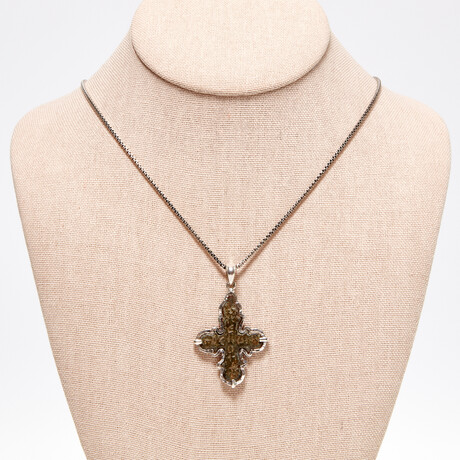 Ancient 8th-12th Century Byzantine Cross // Silver Setting