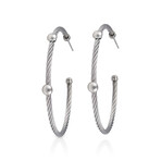 18k White Gold + Stainless Steel Hoop Earrings I // New