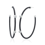 18k White Gold + Stainless Steel Hoop Earrings // New