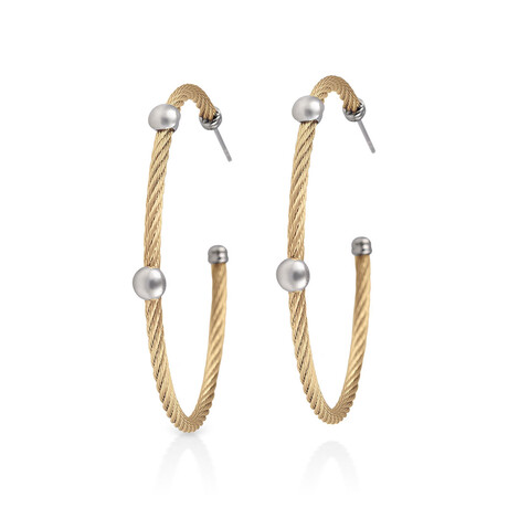 18k White Gold + Stainless Steel Hoop Earrings II // New