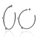 18k White Gold + Stainless Steel Hoop Earrings I // New