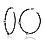 18k White Gold + Stainless Steel Hoop Earrings // New