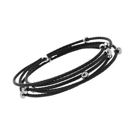 18k White Gold + Stainless Steel Cleopatra Bracelet // 6.75" // New