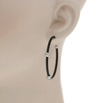 18k White Gold + Stainless Steel Hoop Earrings // New