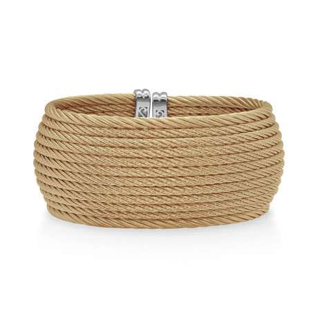 18k Yellow Gold + Stainless Steel Cuff Bracelet // 7" // New