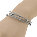 18k White Gold + Stainless Steel Cleopatra Bracelet // 7" // New