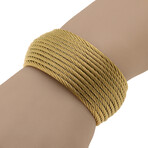 18k Yellow Gold + Stainless Steel Cuff Bracelet // 7" // New