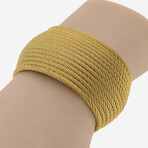 14k Yellow Gold + Stainless Steel Cuff Bracelet // 6.5" // New