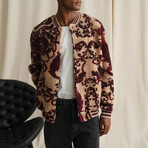 Varsity Paisley Plush Coat // Burgundy + Ecru (S)