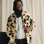 Varsity Printed Plush Coat // Leopard (2XL)