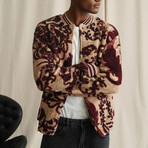 Varsity Paisley Plush Coat // Burgundy + Ecru (L)