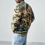 Varsity Paisley Plush Coat // Khaki (XL)