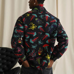 Jellyfish Printed Plush Coat // Black (L)