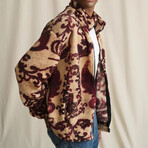 Paisley Plush Coat // Burgundy + Ecru (S)