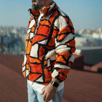 Printed Plush Coat // Orange (M)