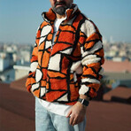 Printed Plush Coat // Orange (L)