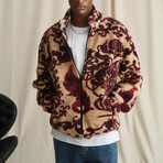 Paisley Plush Coat // Burgundy + Ecru (S)