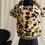 Varsity Printed Plush Coat // Leopard (XS)