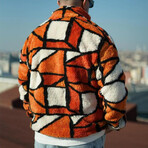 Printed Plush Coat // Orange (M)