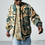 Varsity Paisley Plush Coat // Khaki (XS)