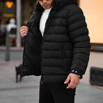 Artificial Goose Feather Lightweight Puffer Jacket // Black (L)