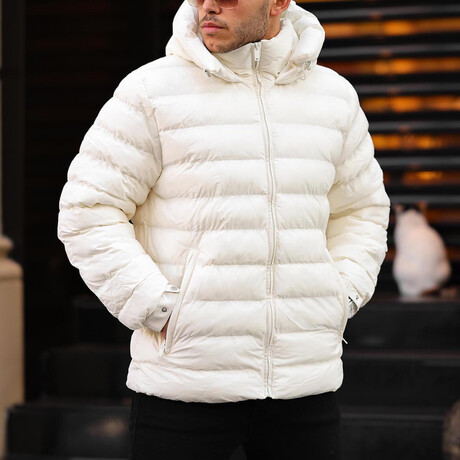 Artificial Goose Feather Lightweight Puffer Jacket // White (XS)