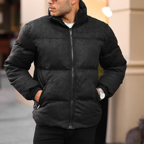 Cracked Puffer Jacket // Black (XS)