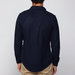 Slim Fit Narrow Cut Flap Pocket Shirt // Navy Blue (M)