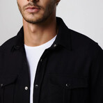Slim Fit Double Flap Pocket Shirt // Black (XL)