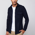 Slim Fit Narrow Cut Flap Pocket Shirt // Navy Blue (M)