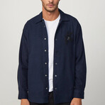 Relaxed Fit Embroidered Shirt // Navy Blue (M)