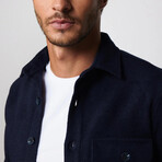 Slim Fit Narrow Cut Flap Pocket Shirt // Navy Blue (M)