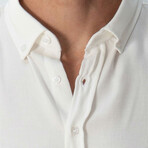 Slim Fit Button Collar Plain Shirt // White (L)