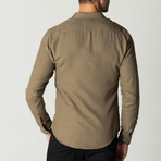 Slim Fit Button Collar Plain Shirt // Green (XL)